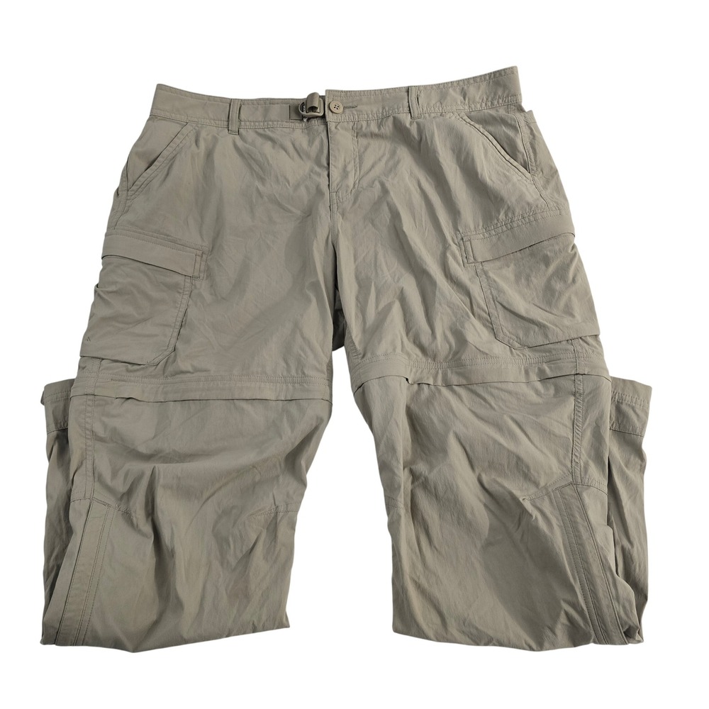 REI Co-op Womens Convertible Cargo Hiking Pants Relaxed Fit Beige Petite 16